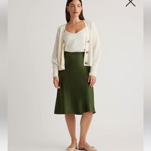 Quince Olive Green Silk Skirt